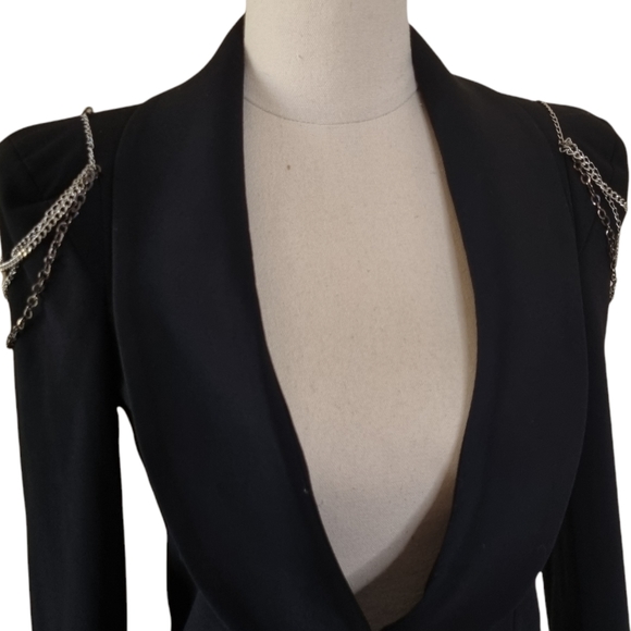 Cooper St Size 6 Black Blazer With Chain Detail Single Breasted Shawl Lapel - Picture 3 of 11